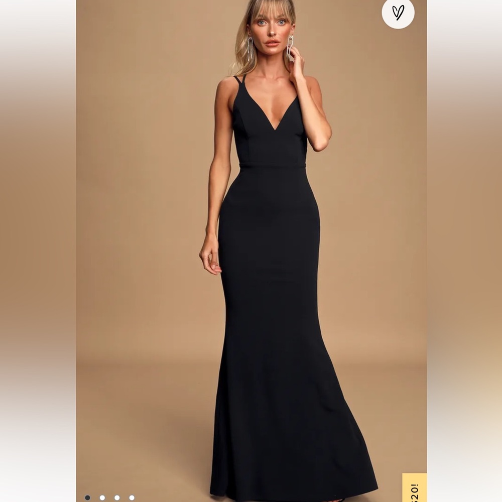 DEFECTIVE Lulus long black dress bridesmaid black tie prom